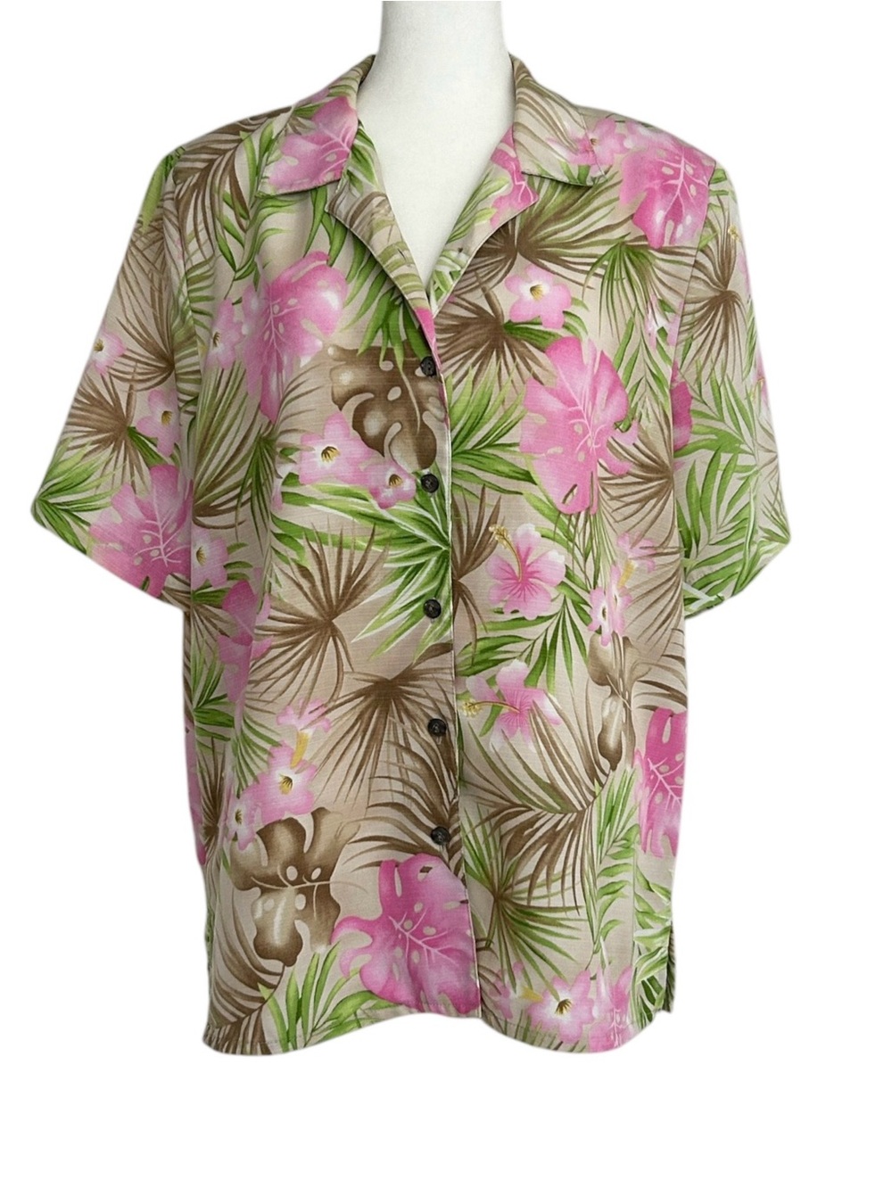 Vintage Allison Daley Floral Tropical Resort Beachy Coastal Shirt Cove Up (14)‎